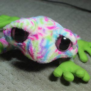 The Petting Zoo Neon Rainbow Big Eyed Frog Plush Toy